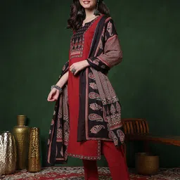 gulmohar jaipur Women Viscose Rayon Kurta Pant Dupatta Set image 3