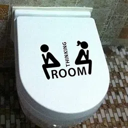 jnm enterprise JNM Thinking PVC Vinyl Room Theme Bathroom/Toilet Door Sign Sticker, Self-Adhesive image 4