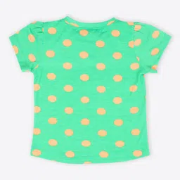 CUTECUMBER Girls Green & Peach-Coloured 2 Printed T-shirt image 5