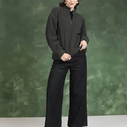 tokyo talkies Women Full Sleeve Solid Sweatshirt image 3