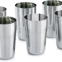 vikas metal (Pack of 6) Steel Juice Glass Set of 6 Pieces -300ml/ Multipurpose Serving Glass Glass Set Water/Juice Glass image 1