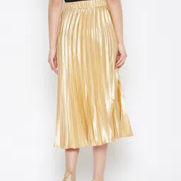 uptownie lite Women Solid Pleated Gold Skirt image 4