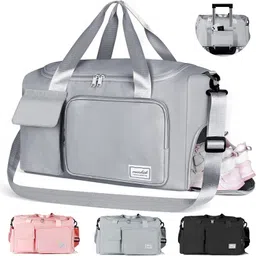 25 L Gym Duffel Bag - Lightweight Waterproof Backpack Carry Luggage Bag with Shoe Compartment - Grey-image-0