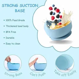 mellow Baby Feeding Set | BPA-Free Silicone | Weaning Dish Kit (Sky Blue) - BPA-Free Silicone image 2