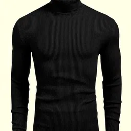 bhadawar creations Men Solid High Neck Black Sweater-picture-10