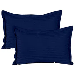 mayfair homes london Navy Blue Solid 210 TC Cotton King Sized Double Bedsheet with 2 Pillow Covers Satin Stripe 2024 Collection image 4