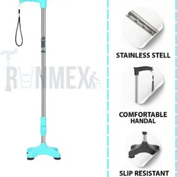 runmex C-Green PVC Base 4-Leg Walking Stick – Adjustable Cane for Balance Walking Stick image 4