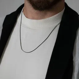 adf Stainless Steel Fancy 0.9mm black pipe Chain for men and women. Silver Plated Stainless Steel Chain image 3