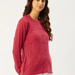 rivza Women Woven Round Neck Pink Sweater image 4