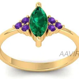aavira Marquise Emerald & Amethyst Stacking Promise Ring Silver Ring-picture-28