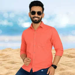 youth first Men Regular Fit Solid Spread Collar Casual Shirt image 3