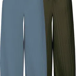 sp fashion Pack of 2 Women Comfort Fit Multicolor Lycra Blend Trousers-picture-35