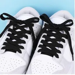 FEELPZONE . 3- pair Black Flat Shoe laces Wide Shoelaces for Athletic Running Sneakers Shoe Lace image 4