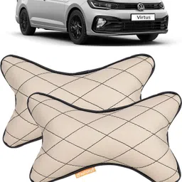 Beige, Black Leather Car Pillow Cushion for Volkswagen-image-41