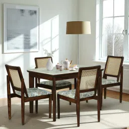 woodsworth from pepperfry Mayer Sheesham Wood 4 Seater Dining Set With Marble Top In Scratch Resistant Provincial Teak Finish image 1