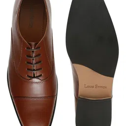 LOUIS STITCH Men Perforated Premium Leather Formal Derby Shoes image 5