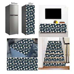 Wallpics Navy Blue & White Floral Printed Self-Adhesive Wallpaper image 3