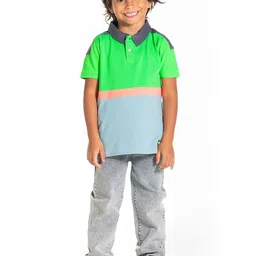 Cherry Crumble Boys Green Cut & Sew Grassy Polo T-shirt image 3