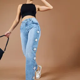 The Roadster Lifestyle Co Blue Women Embellished High-Rise Clean Look Stretchable Jeans-image-16