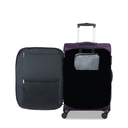 CARRIALL Set Of 2 Purple & Beige Colourblocked Soft-Sided Trolley Suitcases image 2