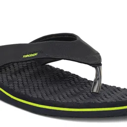 Bata Men Navy Blue & Fluorescent Green Solid Thong Flip-Flops image 5