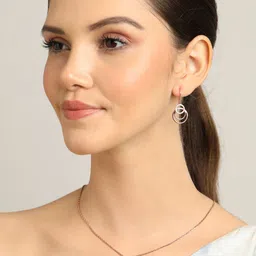 Clara 925 Sterling Silver Rose Gold-Plated White CZ Studded Pendant With Earrings image 4