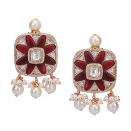 AURAA TRENDS 22KT Gold-Plated Kundan Studded & Beaded Jewellery Set image 3