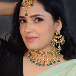 GRIIHAM Gold-Plated Stones-Studded & Beaded Jewellery Set-picture-15