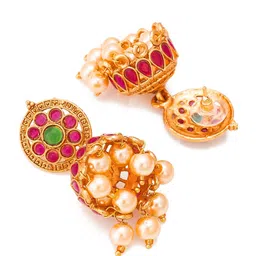 aadita Gold-Plated Pearls Temple Jewellery Set image 3