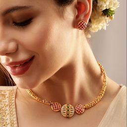 Rubans Gold-Plated American Diamond-Studded Jewellery Set-picture-33