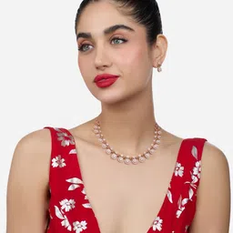 Zaveri Pearls Rose Gold-Plated Cubic Zirconia-Studded Jewellery Set image 5