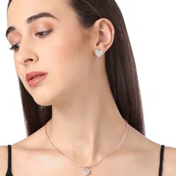 AMI Rose Gold-Plated CZ-Studded Contemporary Heart Jewellery Set image 5