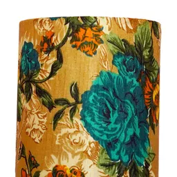 foziq Brown & Mustard Floral Printed Wooden Table Lamps image 4