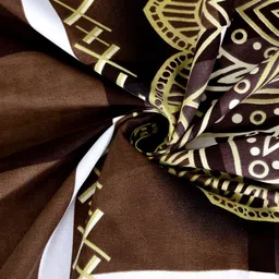 Arrabi Brown & White Ethnic Motifs 300 TC King Bedsheet With 2 Pillow Covers image 3