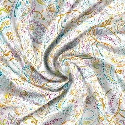 Home Ecstasy Green & White Ethnic Motifs 140 TC Single Bedsheet With Pillow Cover image 2