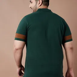 bigbanana Men Plus Size Green Polo Collar Pure Cotton Pure Cotton T-shirt image 5