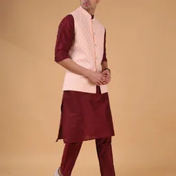 SHIWAM ETHNIX Geometric Printed Mandarin Collar Pure Cotton Jacket image 4