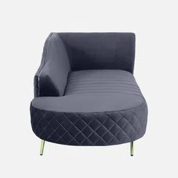 casacraft from pepperfry Valencia Velvet Chaise Lounger in Fossil Grey Colour image 5