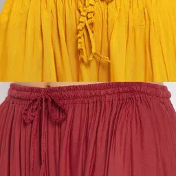 Clora Creation Pack-2 Women Yellow & Red Flared Knitted Palazzos image 5