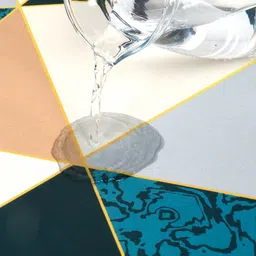 Aura 2-Pcs Blue & Beige  Abstract Printed Water Absorbent Bath Rugs image 5