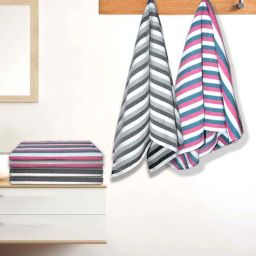 athom living Multicolour Cotton Striped 220 GSM Bath Towels 6 Pc-picture-47