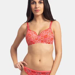 KOMLI Pack Of 3 Printed Full Coverage Padded Pure Cotton T-shirt Bras With All Day Comfort image 4