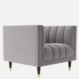 casacraft from pepperfry Lem Velvet 1 Seater Sofa in Grey Colour image 3