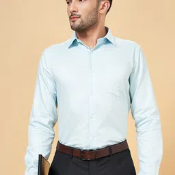 Peregrine by Pantaloons Men Blue Slim Fit Opaque Formal Shirt-image-33
