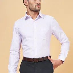 Peregrine by Pantaloons Men Pink Slim Fit Multi Stripes Opaque Striped Formal Shirt-image-65