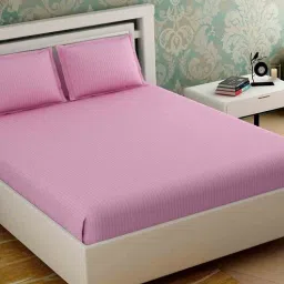 goddess decor Pink Stripes 280 TC Cotton King Sized Bed Sheets with 2 Pillow Covers-picture-23