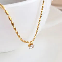 MYKI Gold-Plated Stainless Steel Cubic Zirconia Studded Pendant With Chain image 5