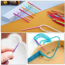 himmu's fashion hub Large Eye Plastic Sewing Needles 7 Pcs (L - 7cm) & 5 Pcs (L - 9 CM) Yarn Needles Knitting Pin image 3