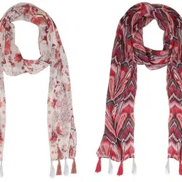 Printed Chiffon Women Multicolor Scarf, Stole, Fancy Scarf-image-27