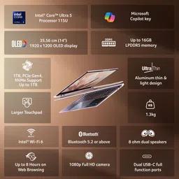 Acer Swift Neo OLED AI PC Intel Core Ultra 5 115U - (16 GB/1 TB SSD/Windows 11 Home) SFN14-54H Thin and Light Laptop image 2